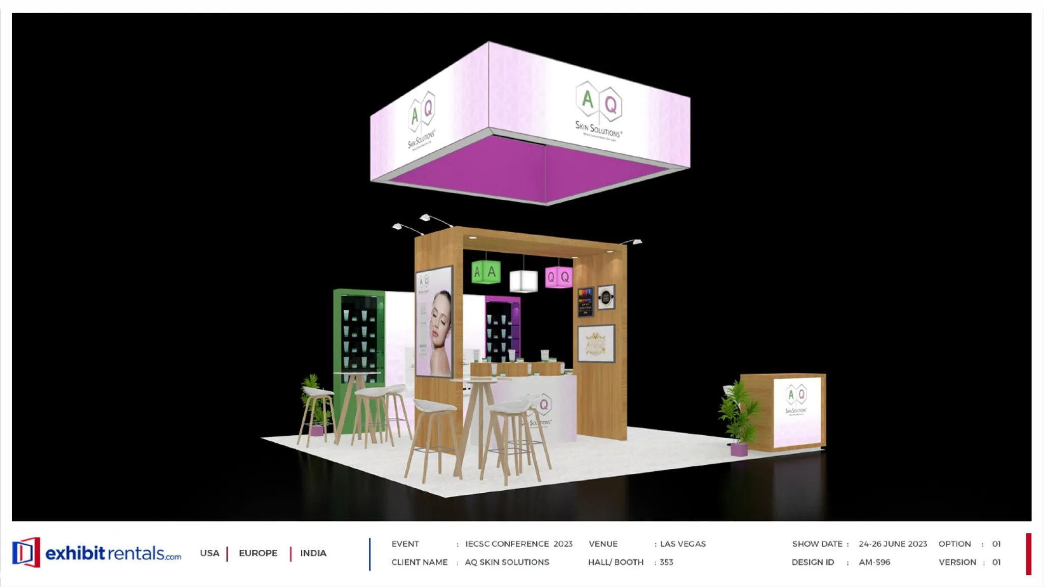 20x20 Island booth design by Exhibit-Rentals